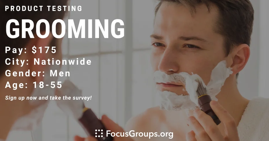 Product Test for Men on Grooming - $175 - 11/30/2023