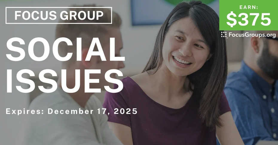 Focus Group in NYC on Social Issues - $375 - $375 - 12/05/2025