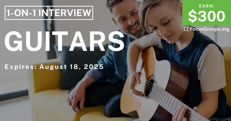 Research Study for Parents & Kids in LA on Guitars - $300