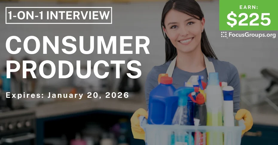 Consumer Product Study in Cincinnati - $225 - $225 - 01/12/2026