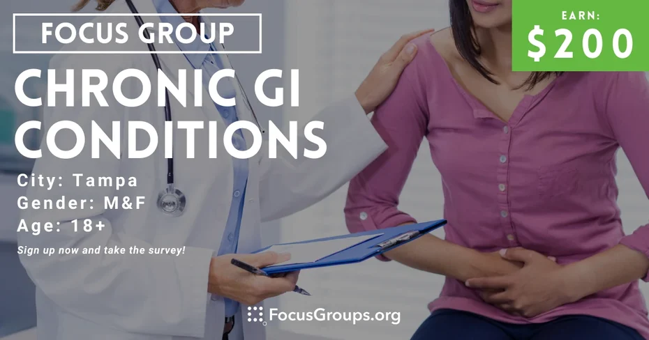 Focus Group on Chronic GI Conditions in Tampa - $200 - 01/30/2024