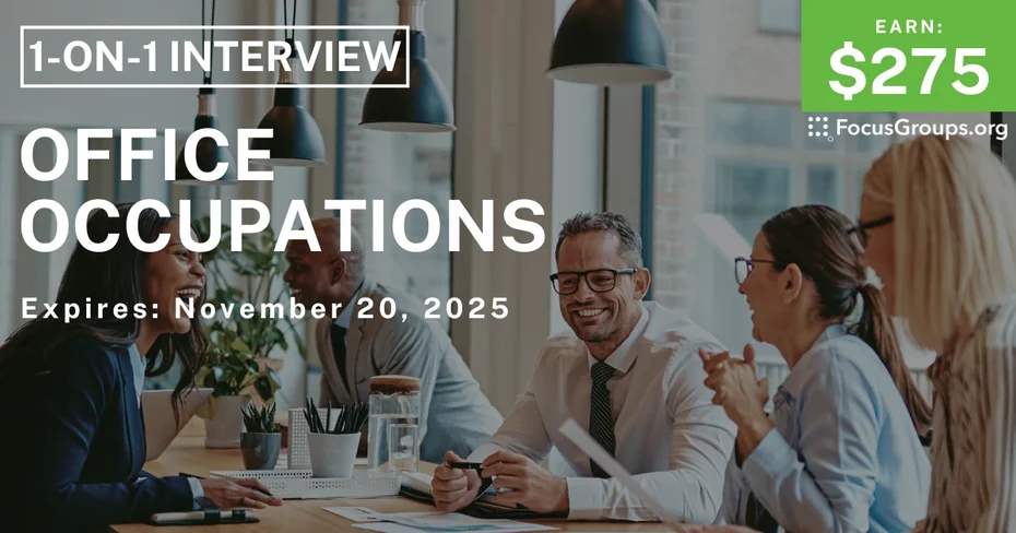 Research Study on Office Occupations - $275 - $275 - 11/13/2025