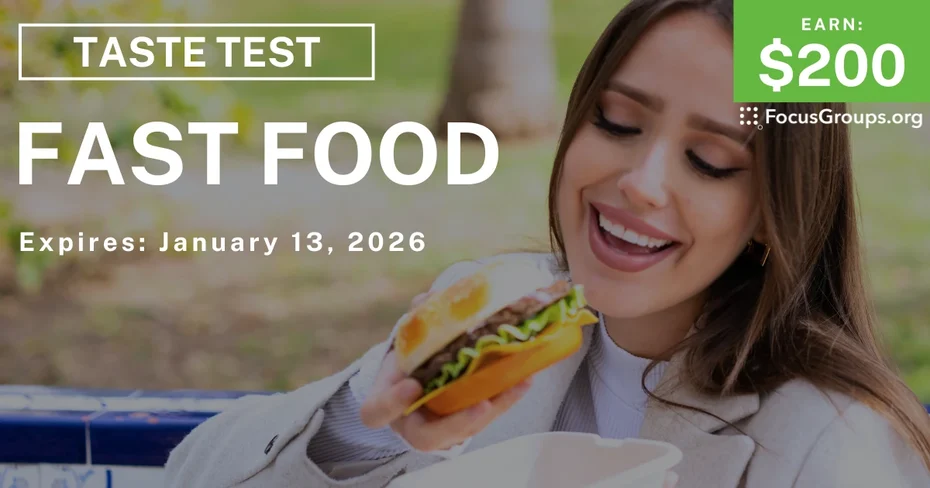 Taste Test in Irvine on Fast Food - $200 - $200 - 12/23/2025