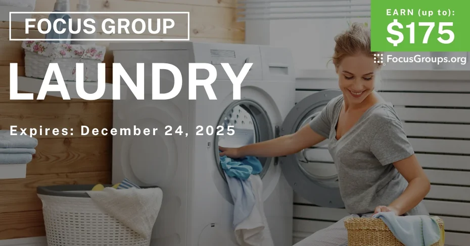 Focus Group for Women in Cincinnati on Laundry - up to $175 - up to $175 - 12/12/2025