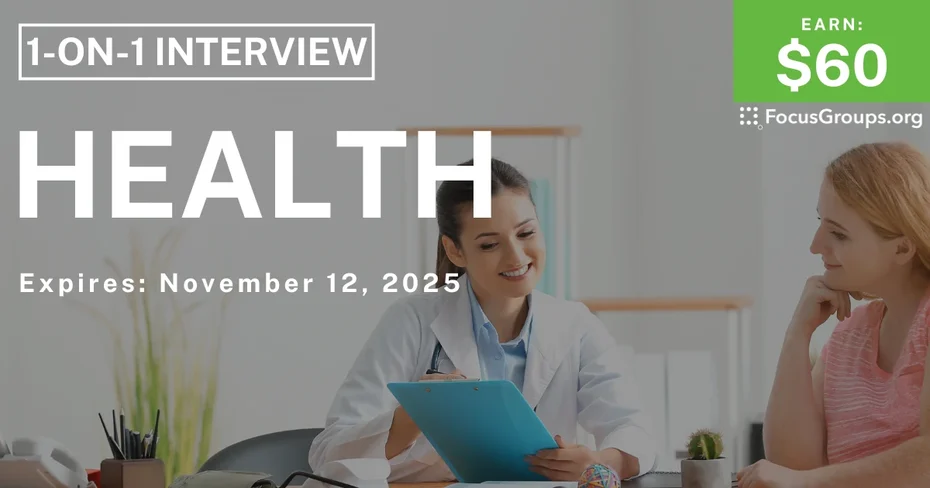 Research Study on Health - $60 - $60 - 10/29/2025