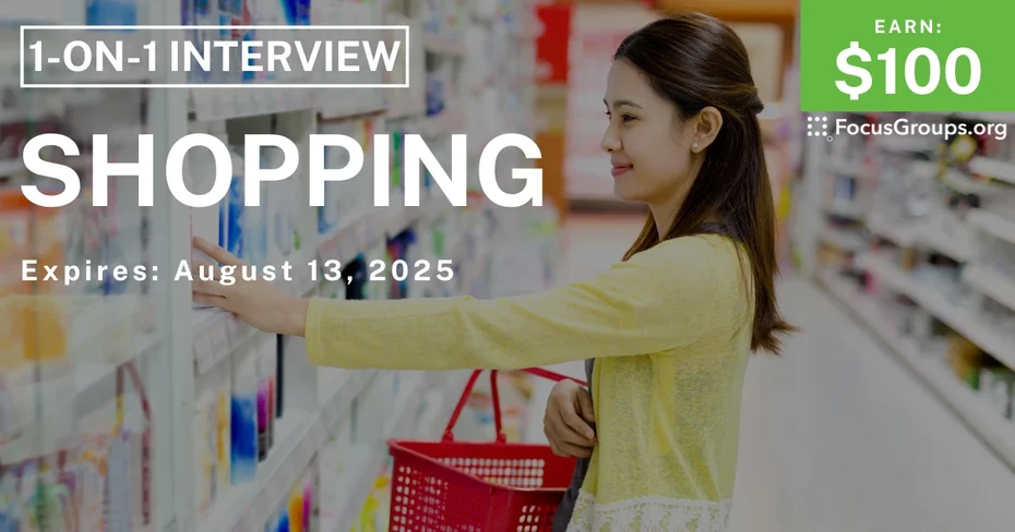Research Study in Milwaukee on Shopping - $100