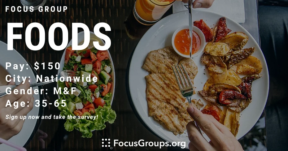 Focus Group on Foods - $150 - 11/05/2023