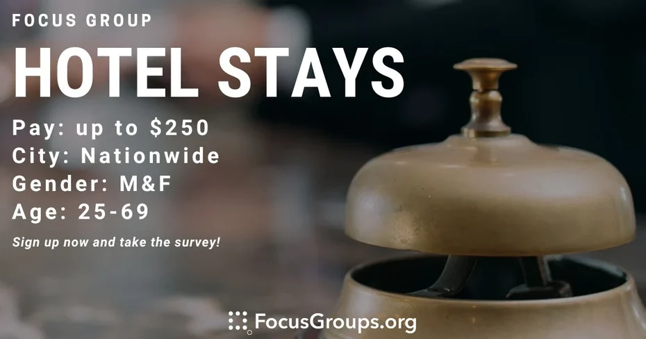 Focus Group on Hotel Stays - up to $250 - 10/01/2023