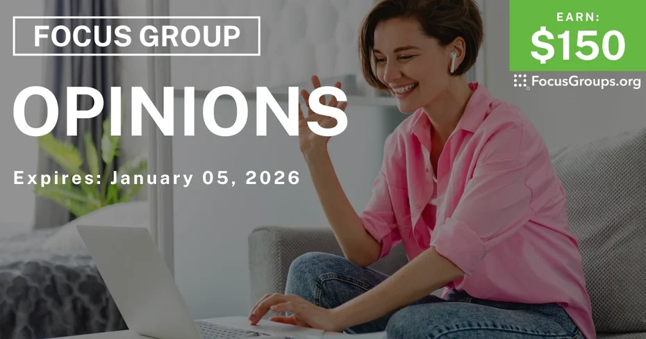 Focus Group in New Jersey on Opinions - $150 - $150 - 12/24/2025