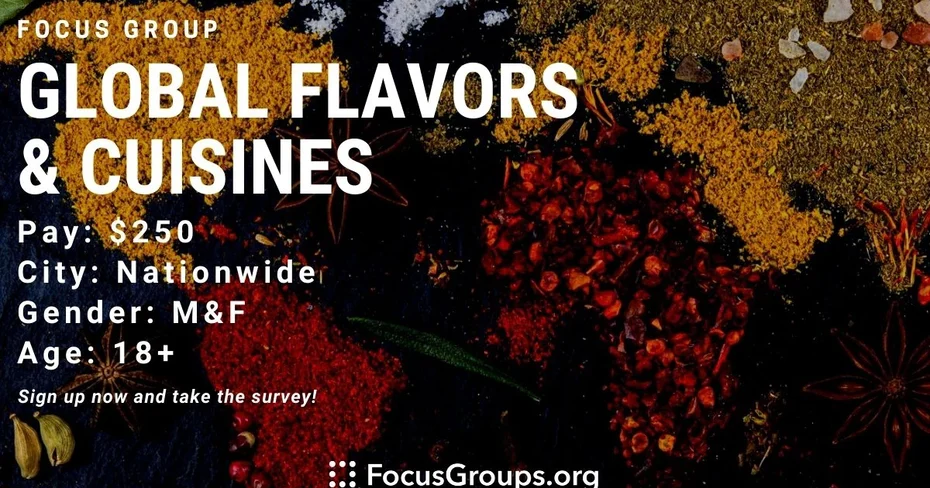 Focus Group for Restaurant Owners on Global Flavors & Cuisines - $250 - 04/02/2023