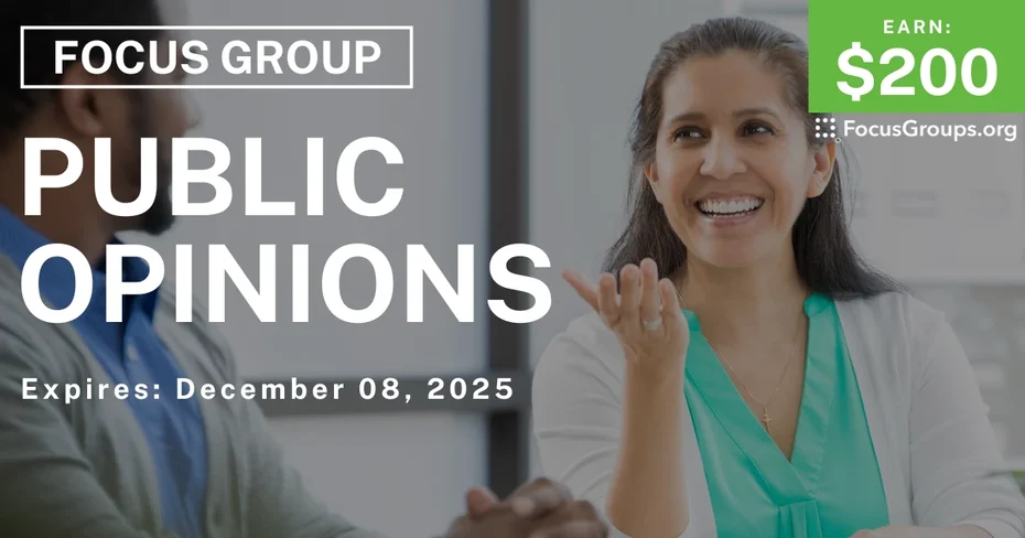 Focus Group in NYC on Public Opinions - $200 - $200 - 12/02/2025