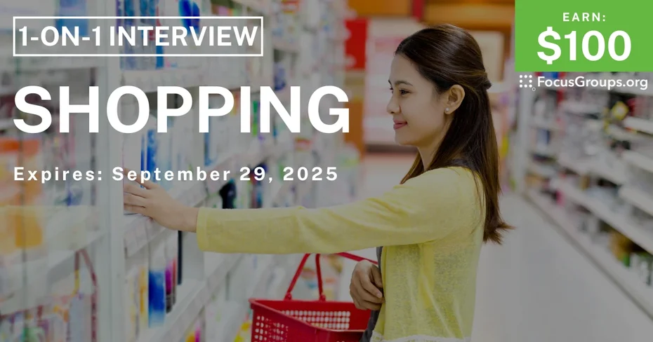 Research Study in Virginia Beach on Shopping - $100