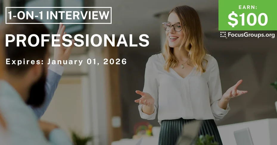 Research Study for Professionals - $100 - $100 - 12/30/2025