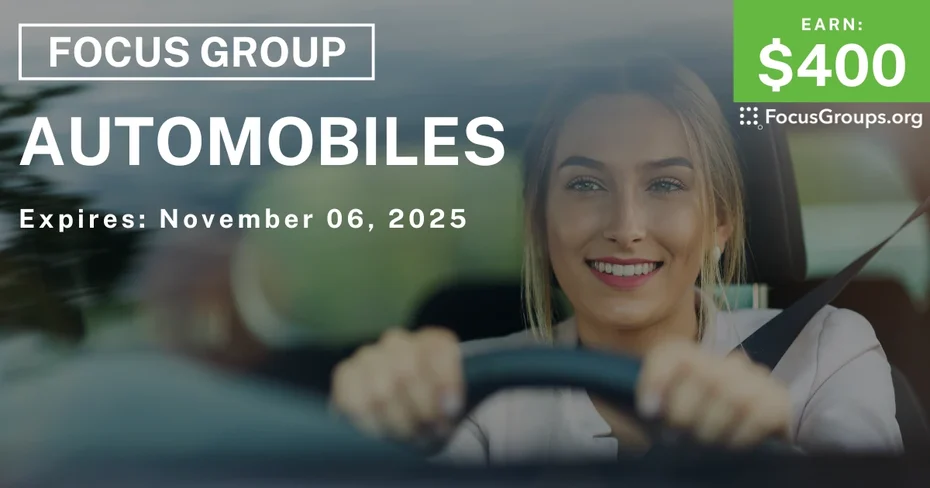 Focus Group in NYC on Automobiles - $400 - $400 - 10/24/2025