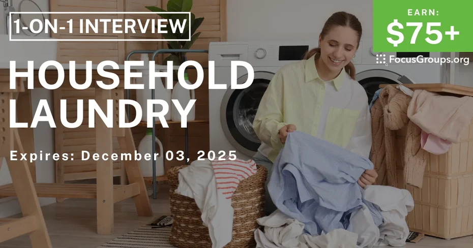 Research Study in Cincinnati on Household Laundry - $75+ - $75-$225 - 11/25/2025