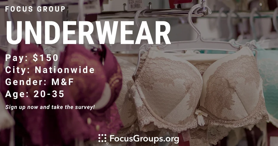 Focus Group on Underwear - $150 - 12/23/2021
