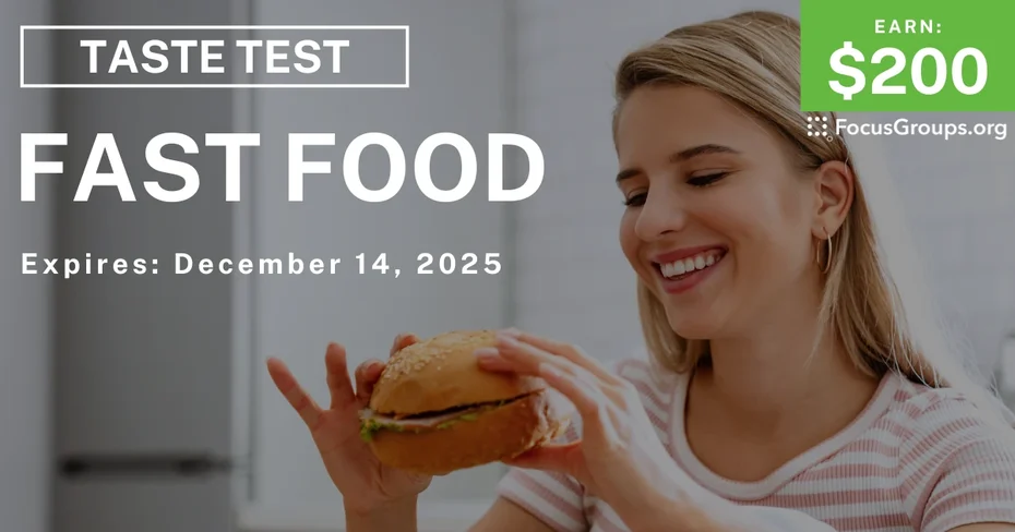 Taste Test in Irvine on Fast Food - $200 - $200 - 12/10/2025