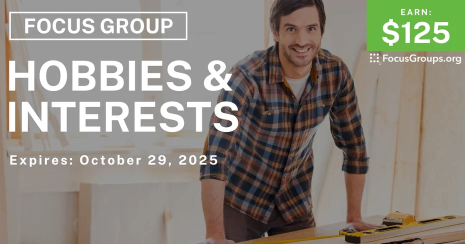 Focus Group for Men in Pittsburgh on Hobbies & Interests - $125