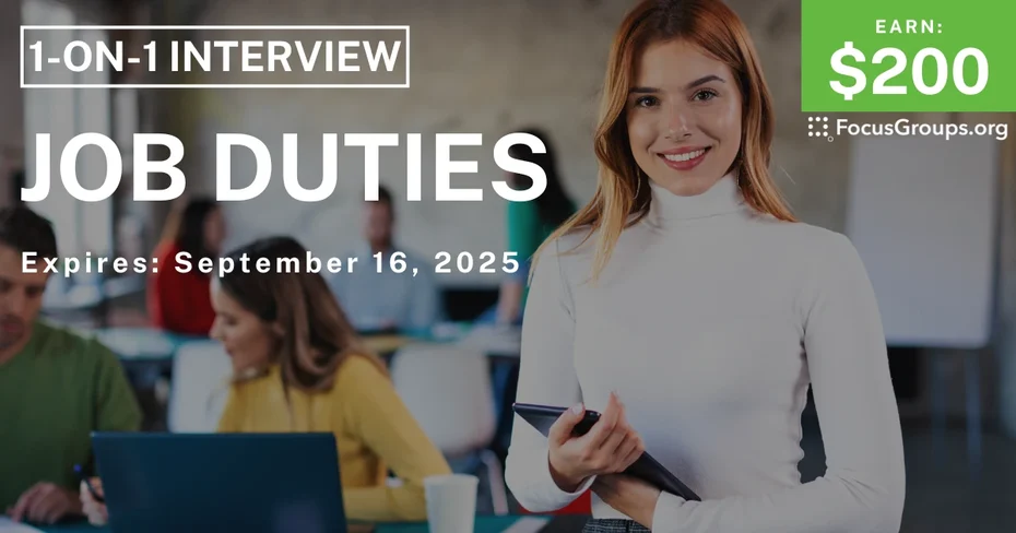 Research Study on Job Duties - $200