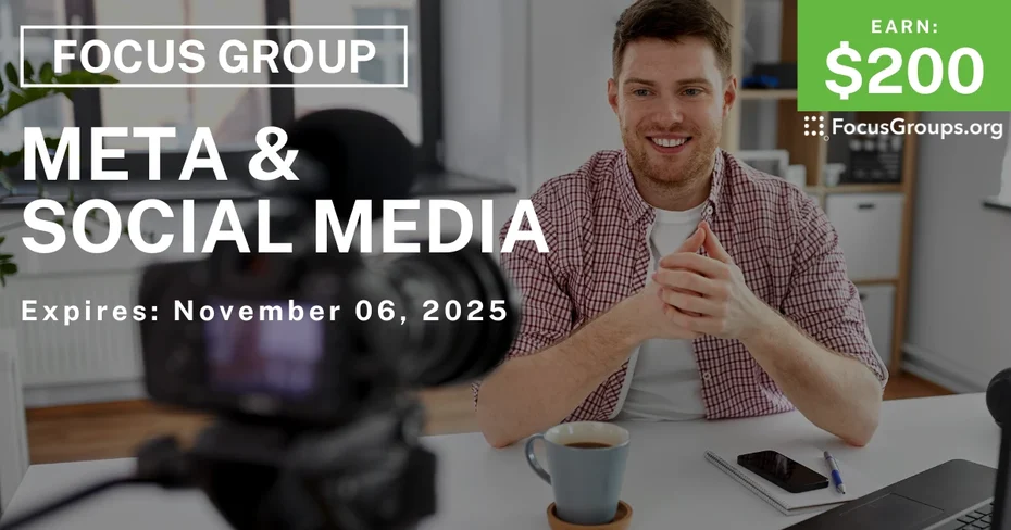 Focus Group for Male Content Creators in NYC on META & Social Media - $200 - $200 - 10/31/2025