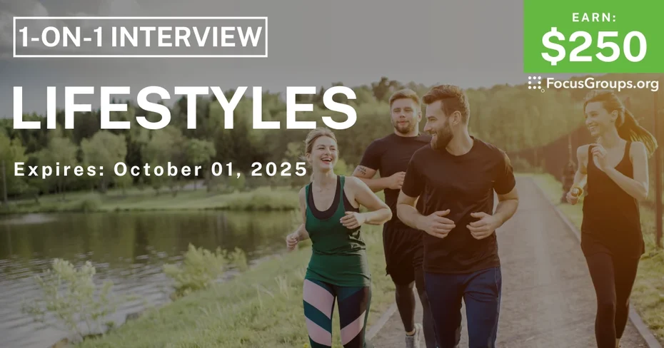 Research Study in Tampa on Lifestyles - $250