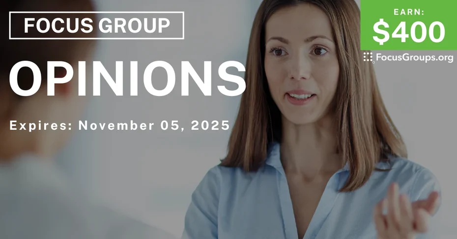 Graphic promoting Focus Group for Women in Richmond on Opinions, $400 payout, happening November 06, 2025