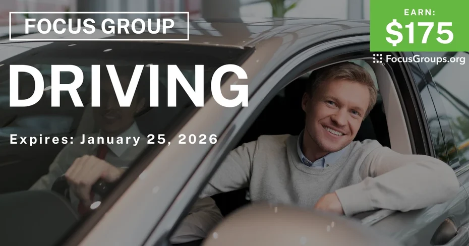 Focus Group for Men in Columbus on Driving - $175 - $175 - 01/13/2026