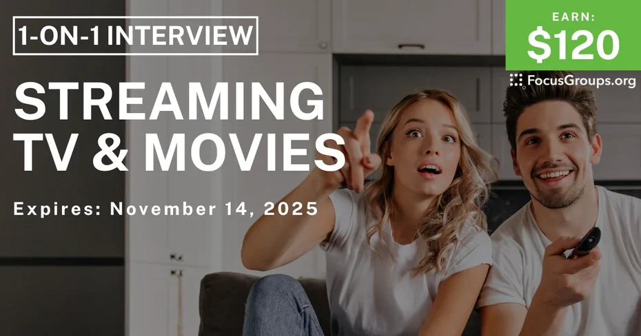 Research Study in San Jose on Streaming TV & Movies - $120
