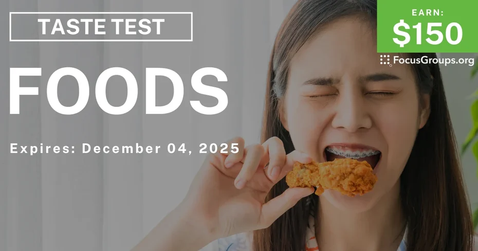 Taste Test in Irvine on Foods - $150 - $150 - 11/13/2025