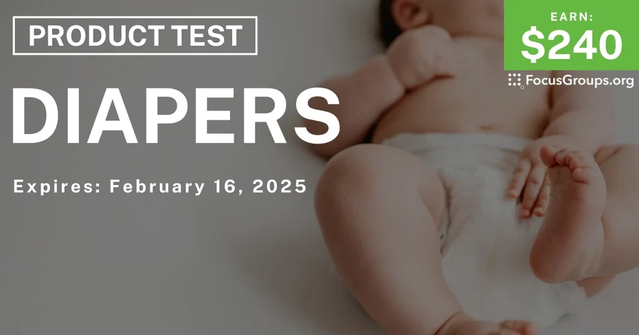 Product Test for Parents in Raleigh on Diapers