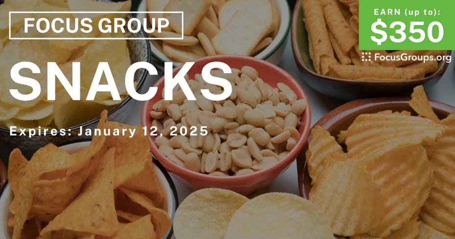Focus Group for Hispanics on Snacks - up to $350 - 12/31/2024