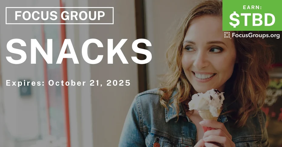 Graphic promoting Focus Group in Nashville on Snacks, happening October 22, 2025