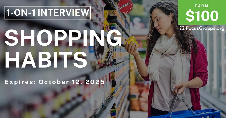 Research Study on Shopping Habits - $100