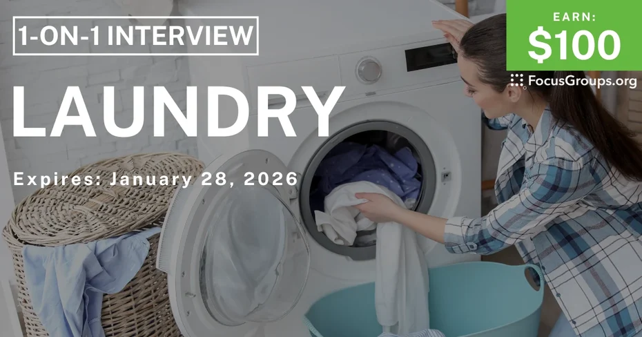 Research Study in Kansas City on Laundry - $100 - $100 - 01/13/2026