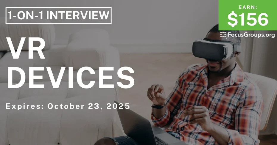 Graphic promoting Research Study in Seattle on VR Devices, $156 payout, happening October 24, 2025
