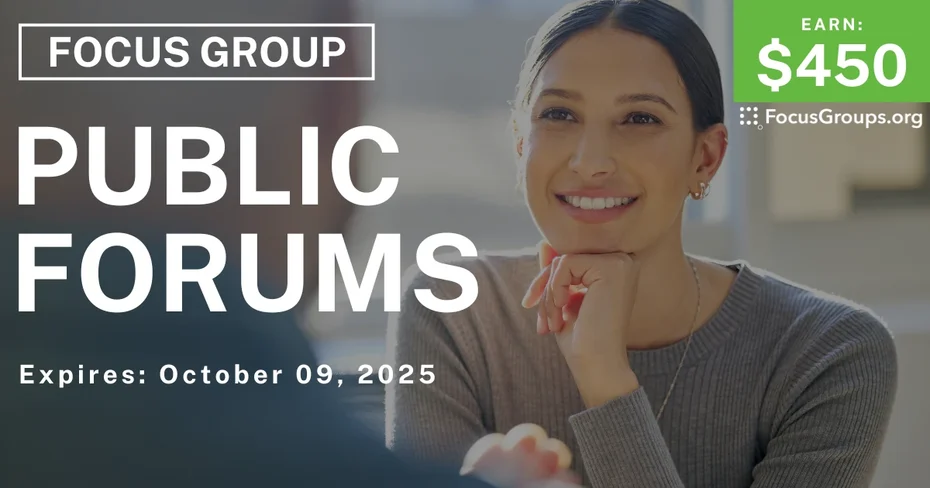 Focus Group in Boston on Public Forums - $450