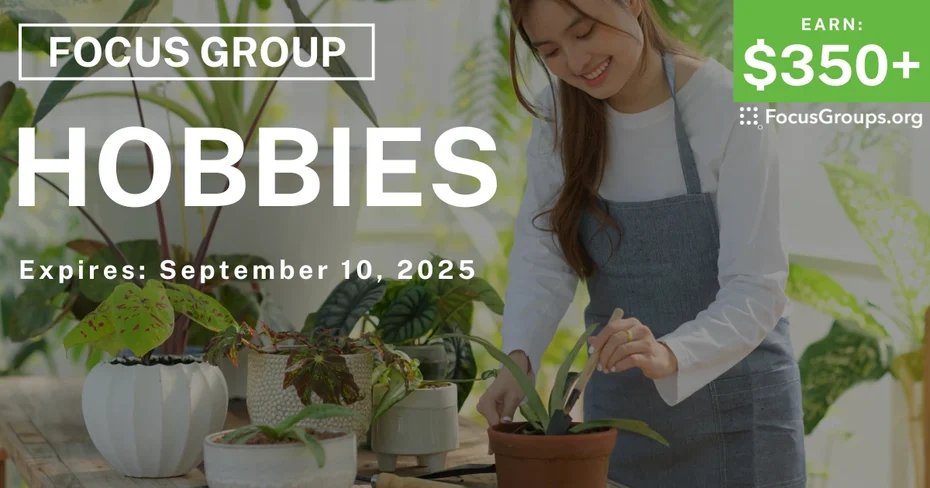 Focus Group on Hobbies - $350+