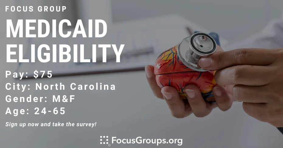 Focus Group on Medicaid Eligibility in North Carolina - $75 - 08/25/2023