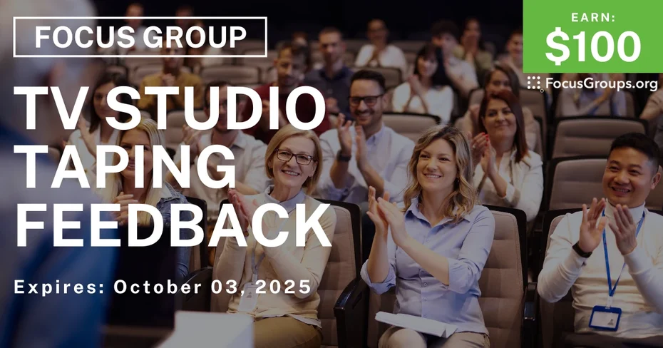 Focus Group in Nashville on TV Studio Taping Feedback - $100