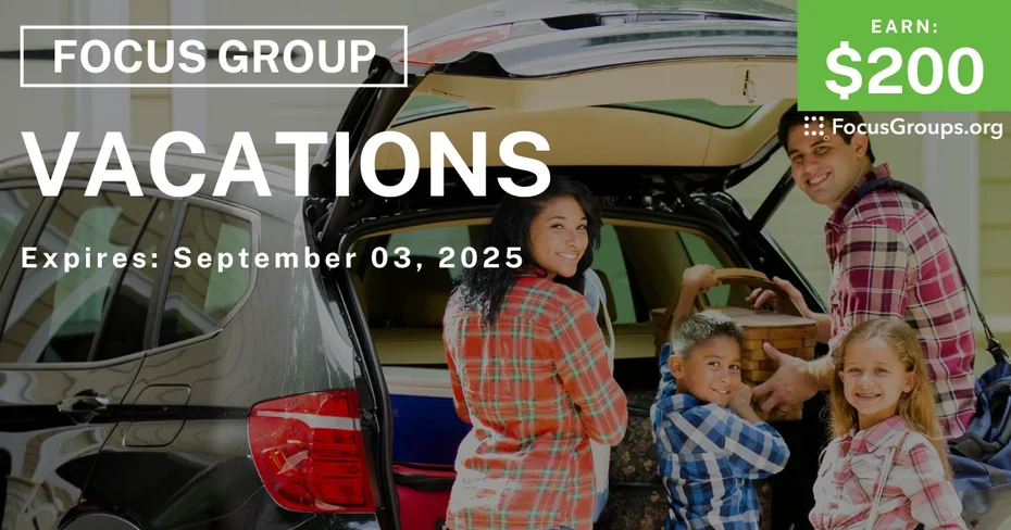 Focus Group for Hispanic Parents in Miami on Vacations - $200