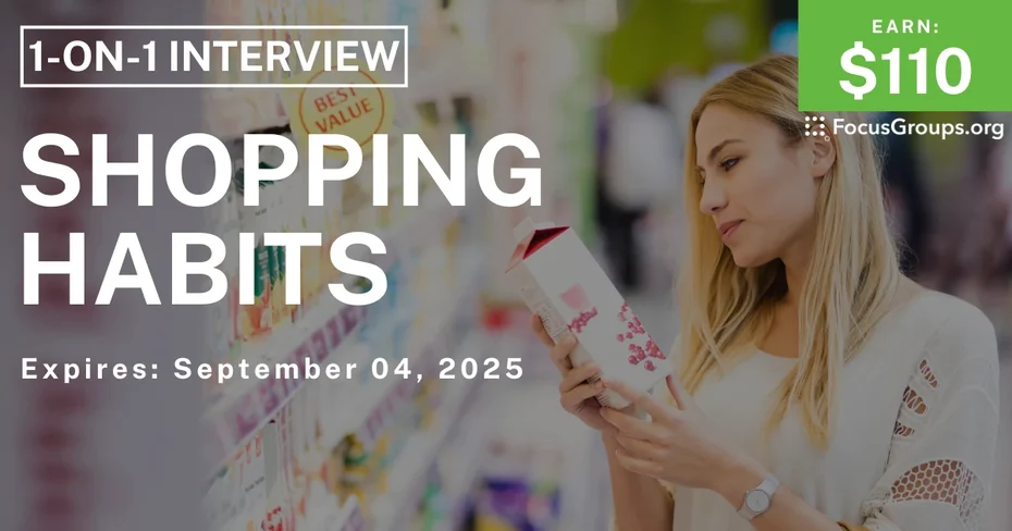 Research Study in Philadelphia on Shopping Habits - $110
