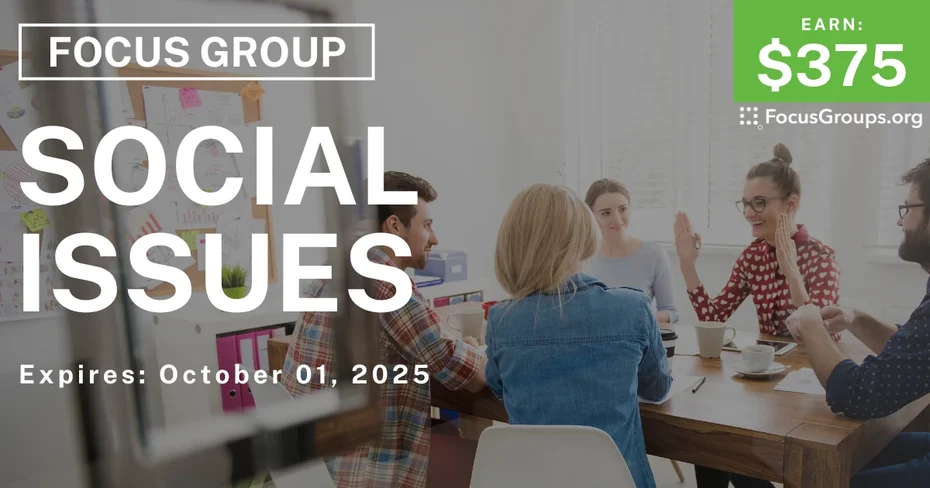 Focus Group in NYC on Social Issues - $375
